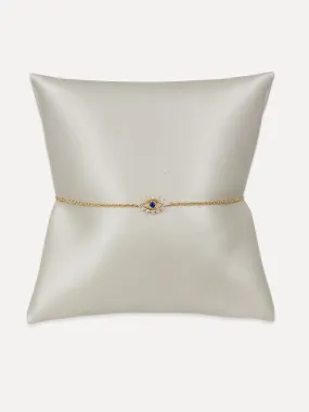 14K Blue Sapphire Diamond Eye Bracelet