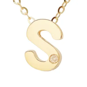 14K Gold Initial "S" Necklace (Diamond)