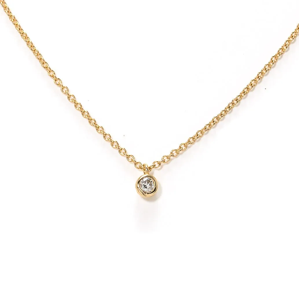 14K Solid Gold Diamond Solitaire Necklace