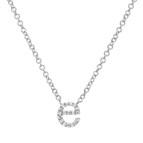 14k White Gold Diamond E Necklace