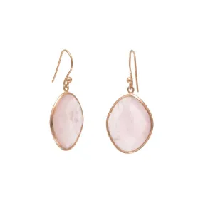 18k Rose Gold Plated Rose Quartz Oval Drop Earrings