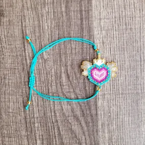 Aqua miyuki sacred heart bracelet