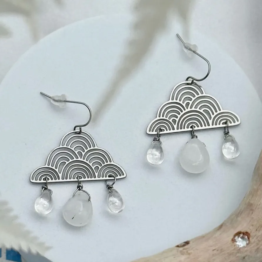 Beaded Rain Cloud Earrings