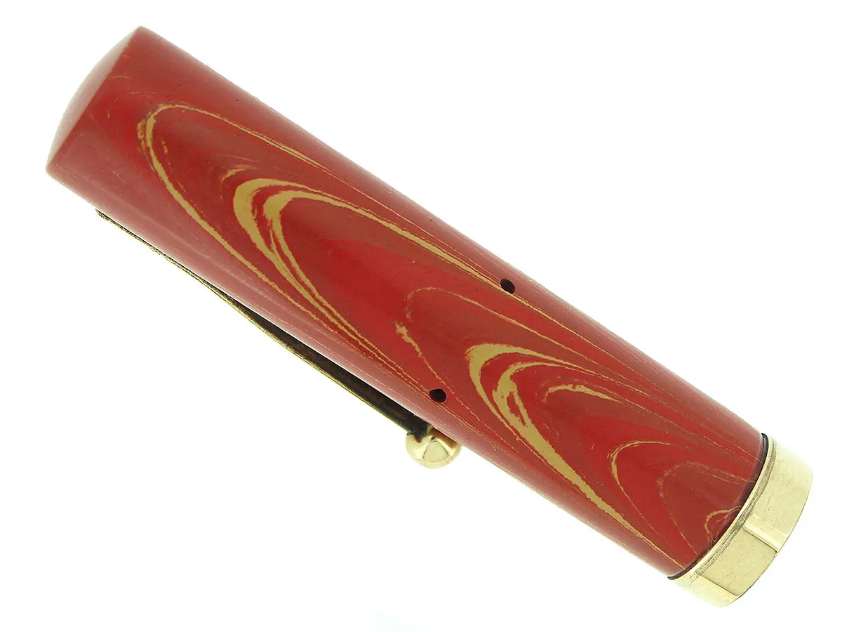 C1928 WATERMAN 52V ROSE RIPPLE HARD RUBBER FOUNTAIN PEN CAP 18K GOLD FILLED TRIM