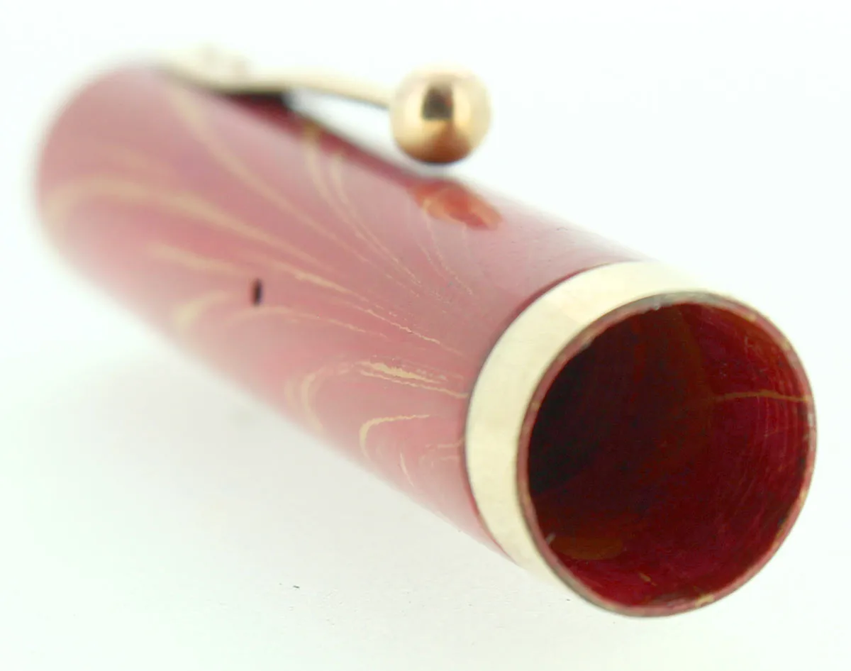 C1928 WATERMAN 52V ROSE RIPPLE HARD RUBBER FOUNTAIN PEN CAP 18K GOLD FILLED TRIM