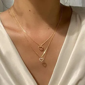 Dainty Diamond Heart Necklace Tiny Love Heart Everyday Necklace