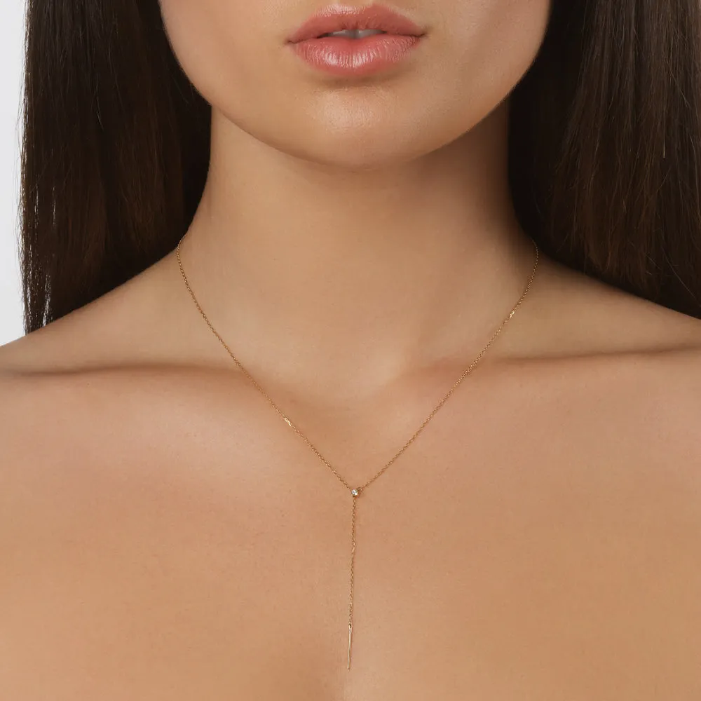 Diamond Lariat Y Necklace in 10k Gold