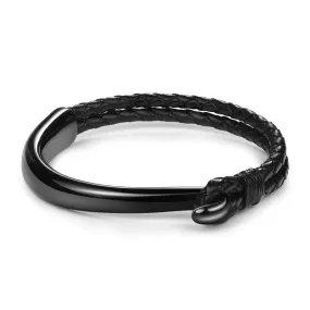 Dolfo Metal Hook Leather Braided Bracelet