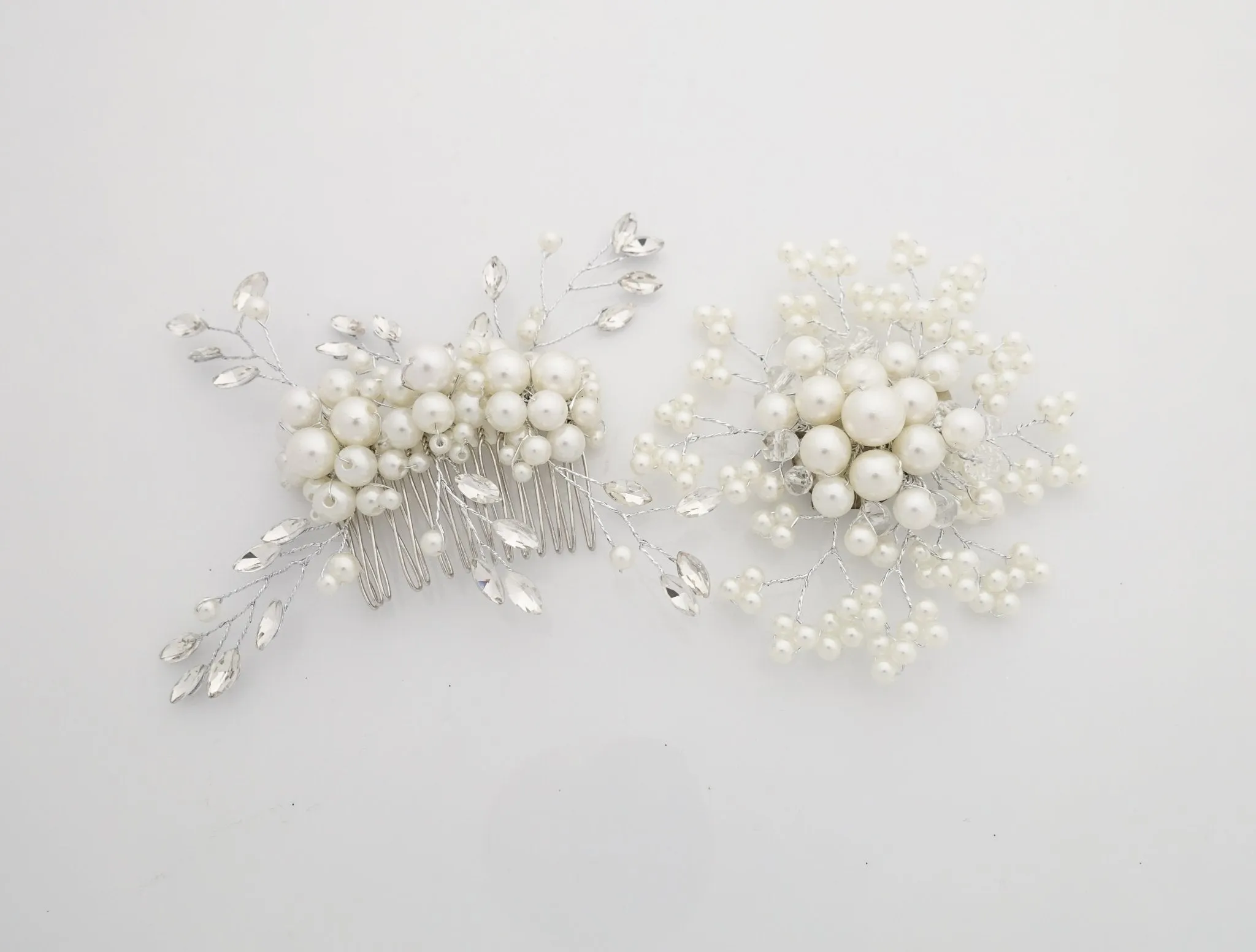 faux pearl acrylic ball glass stone decorated hair clip brooch dress hair comb