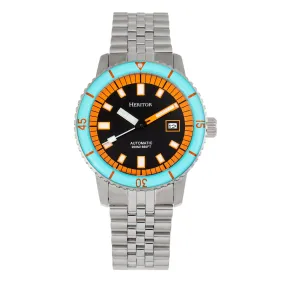 Heritor Automatic Edgard Bracelet Diver's Watch w/Date - Light Blue/Black