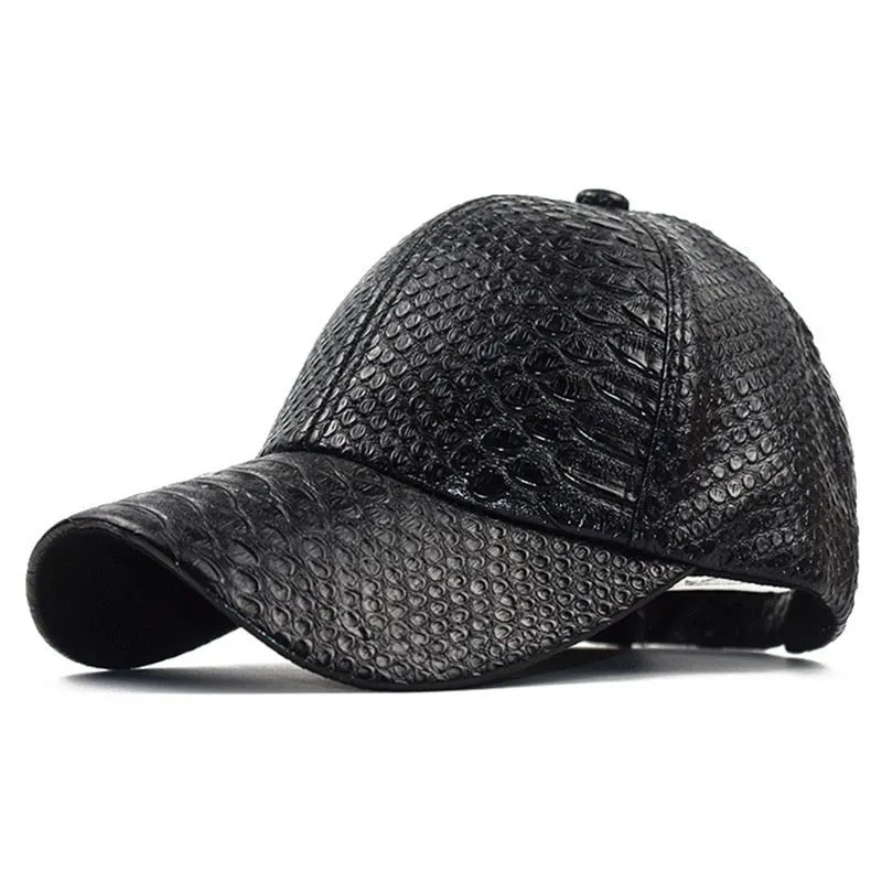 High Quality Leather Cap for Men Solid Winter Pu Leather Baseball Caps Brand Snapback Hat Bone Masculino Fitted hats