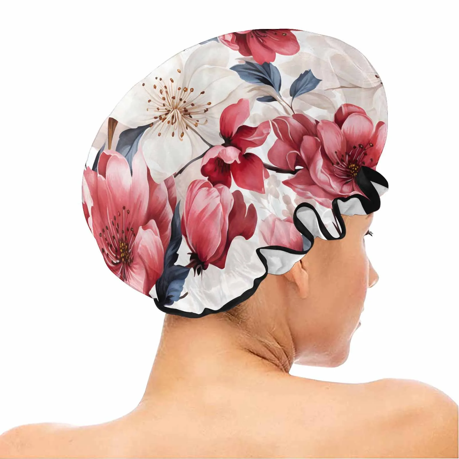 Pink Floral  Shower Cap