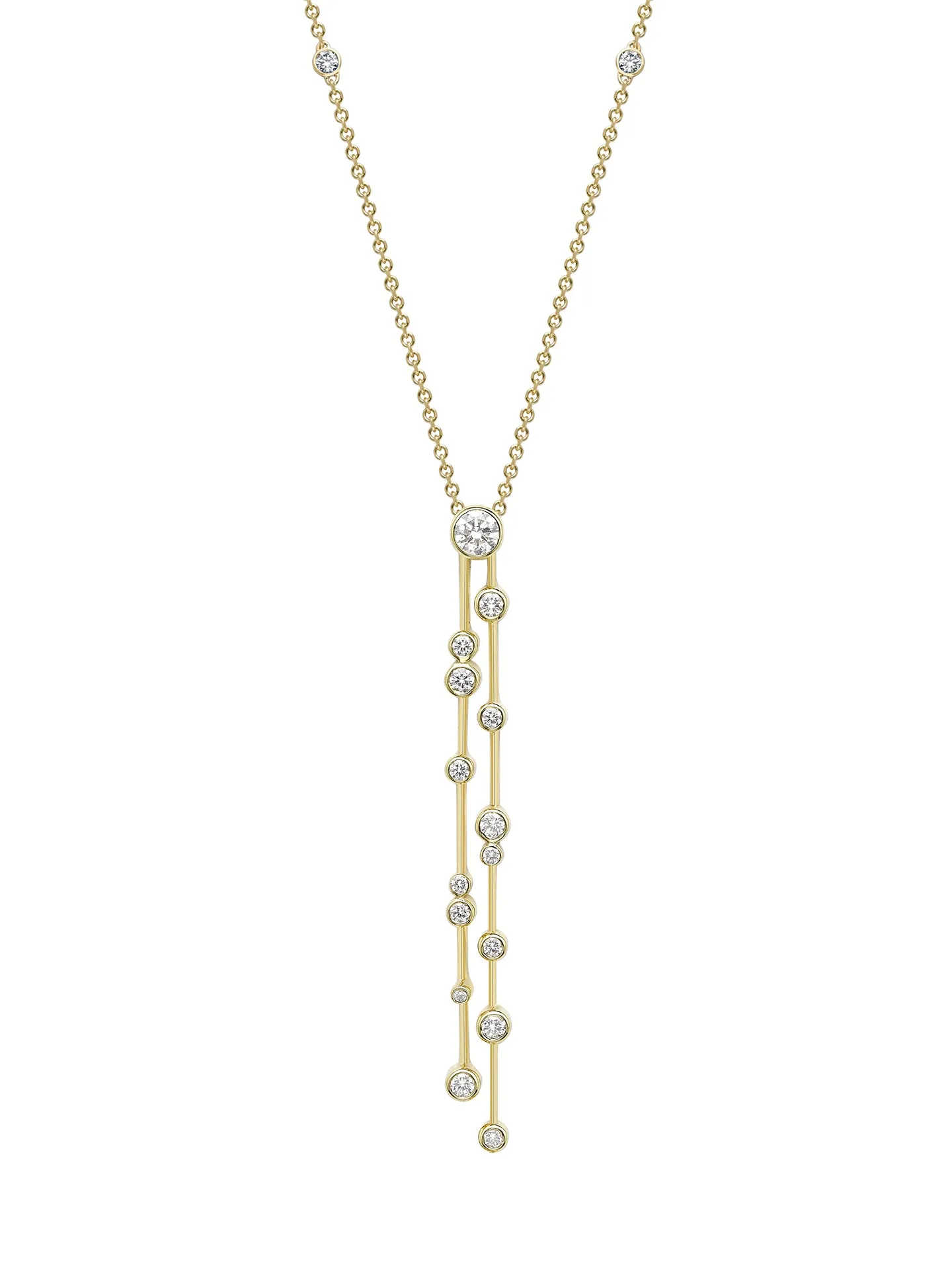 Raindance Double Drop Yellow Gold Diamond Pendant