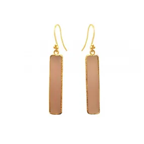 Rectangle Rose Quartz Earrings