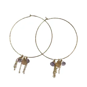 Rose Quartz & Amethyst Hoops