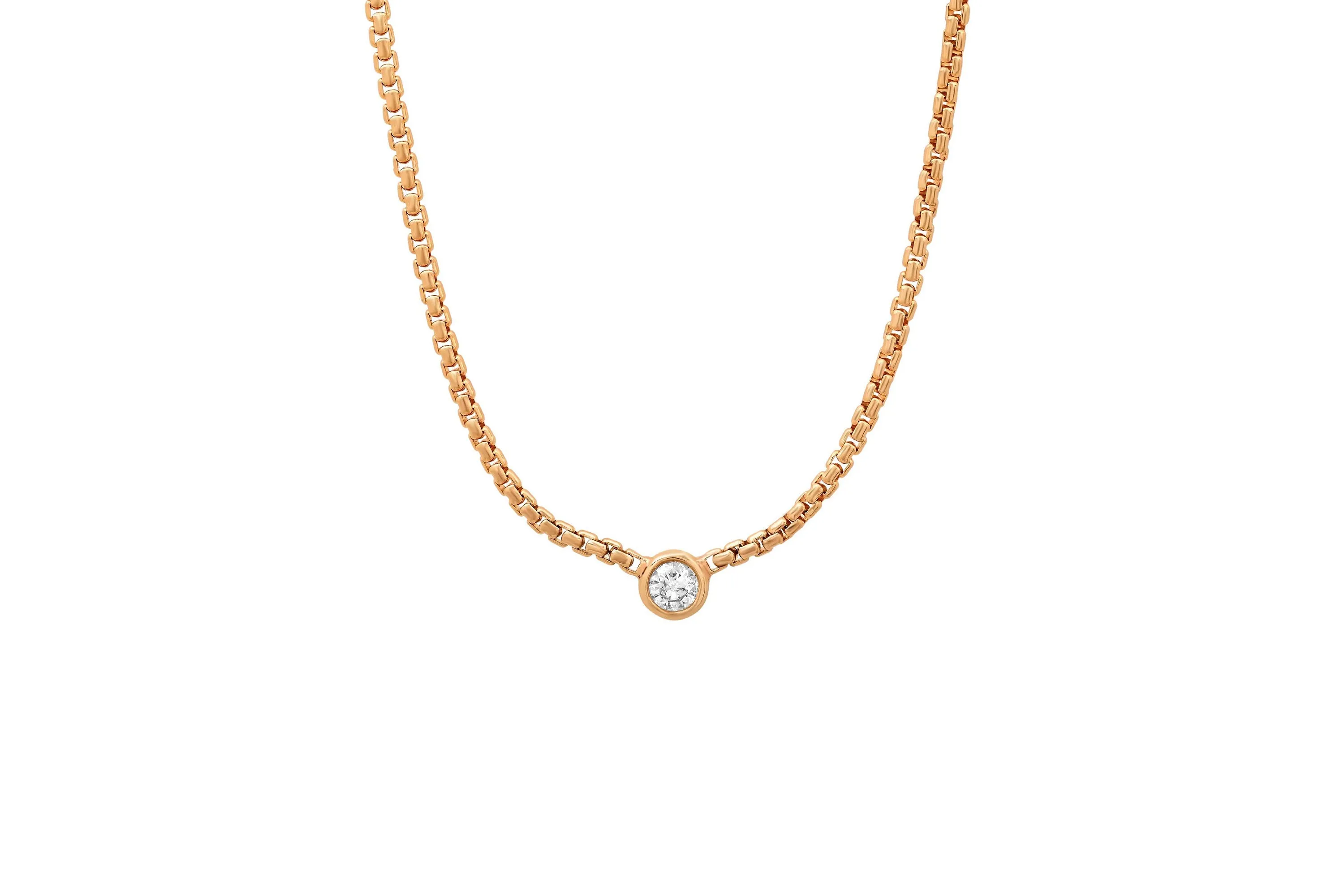 Round Diamond Boxchain Necklace