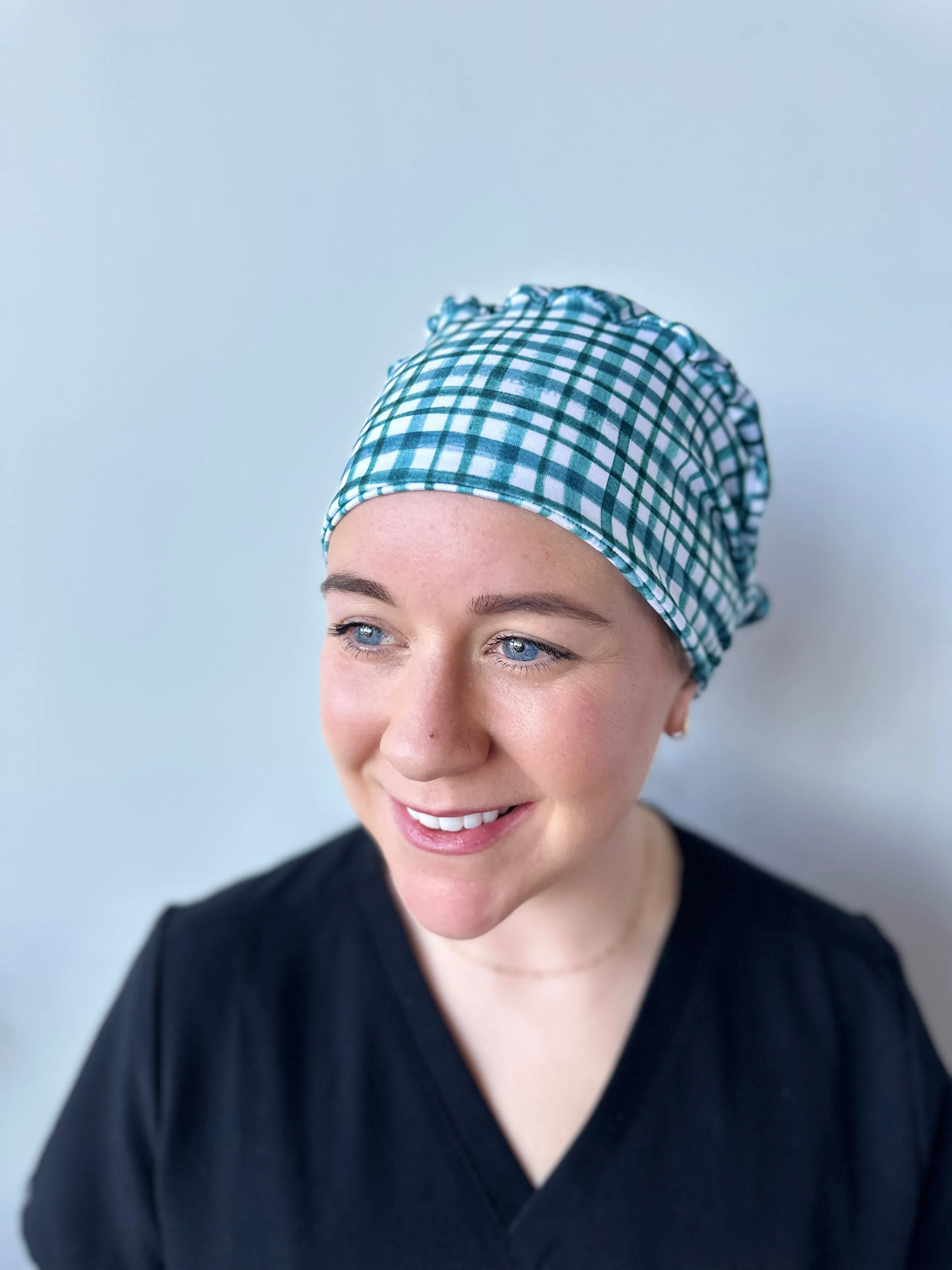 Scrub Hat - Emerald Green Plaid