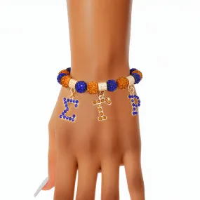 SGRHO Sigma Gamma Rho Sorority Blue and Gold Bling Letter Bracelet