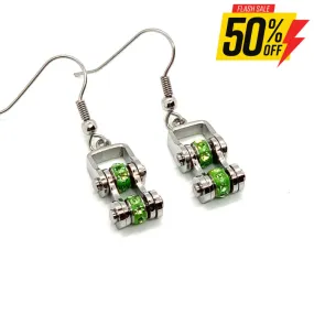 SK2215E August Edition Mini Mini 3/8" Wide Stainless Steel Peridot Imitation Crystal Earrings