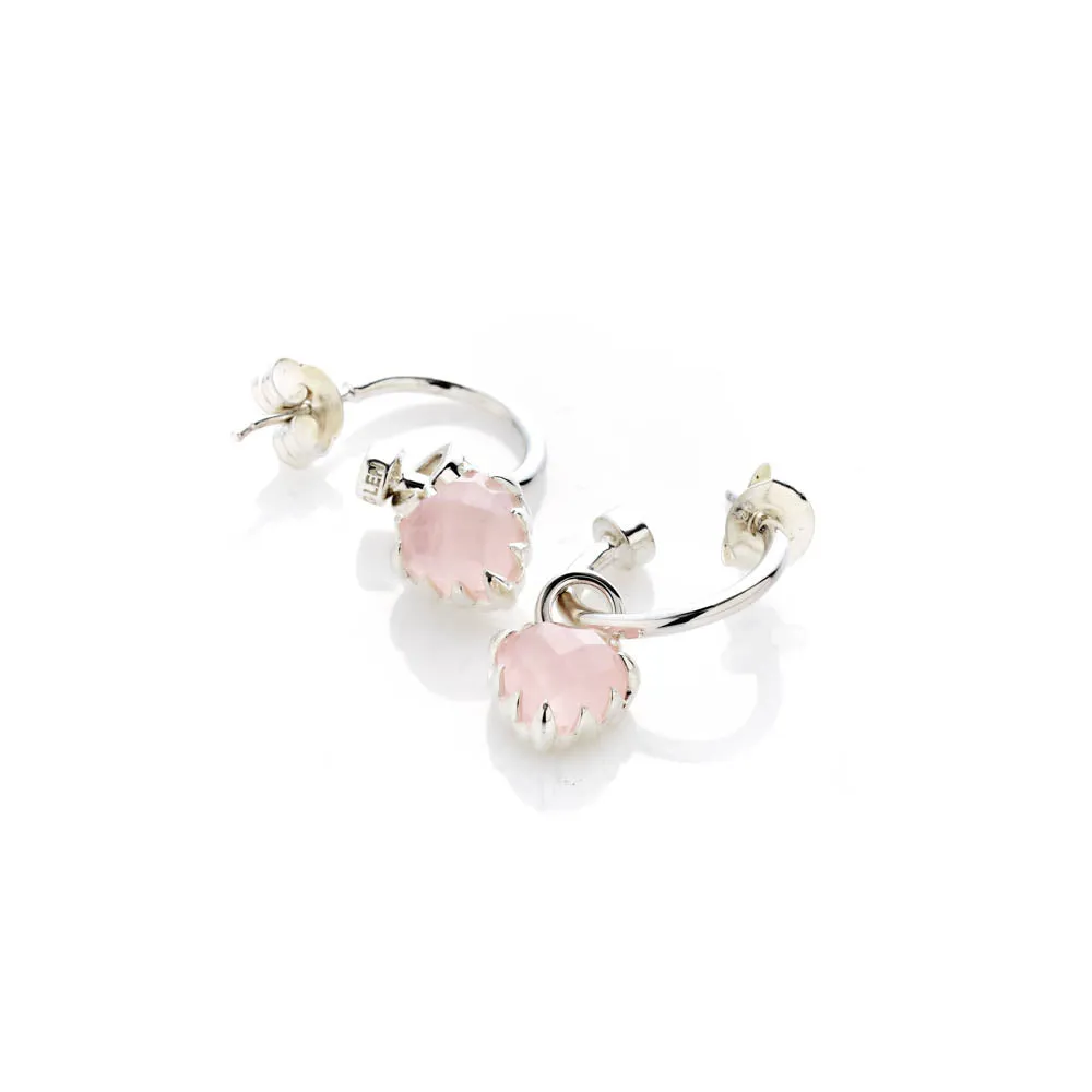 Stolen Girlfriends Club Love Anchor Earrings - Sterling Silver & Rose Quartz