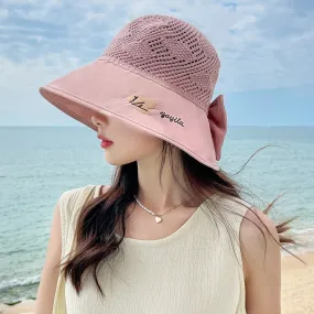 Summer Hats For Women Fashion Wide Brim Maple Leaf Pattern Design Sun Hat Sun Protection Travel Beach Bucket Hat