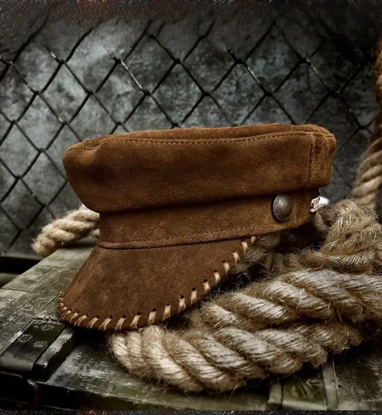 Vintage Suede Fisherman Cap - Unisex Sailor Hat