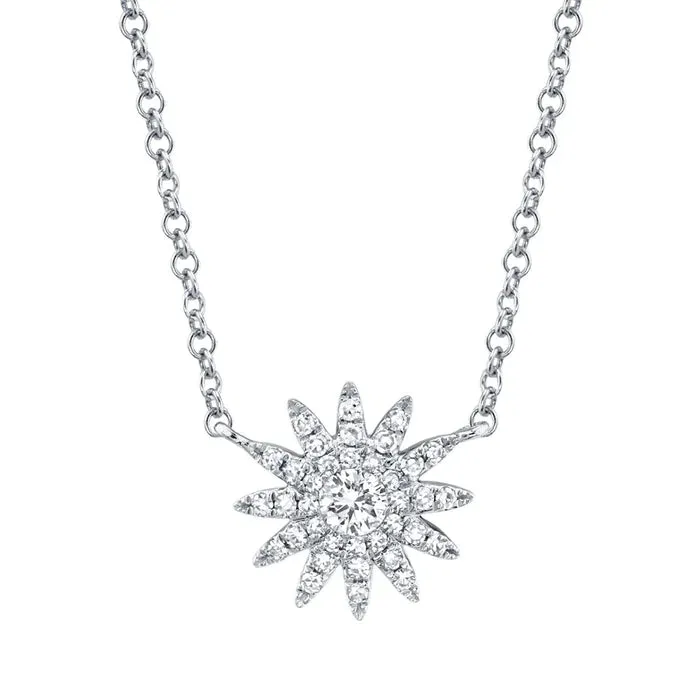 White Gold Starburst Pendant Necklace
